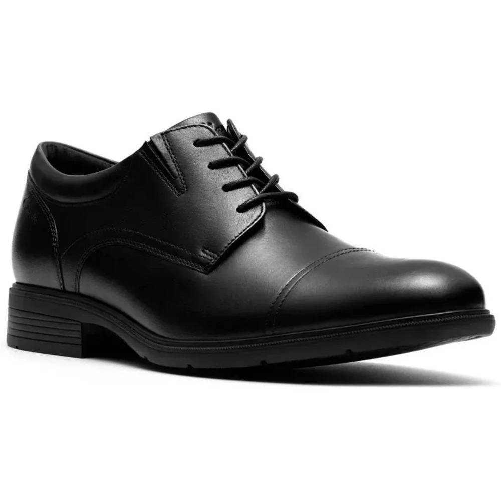 Men Oxfords Clarks Steadwell Cap Oxford Black Dress Shoe Formal Wedding Event 11